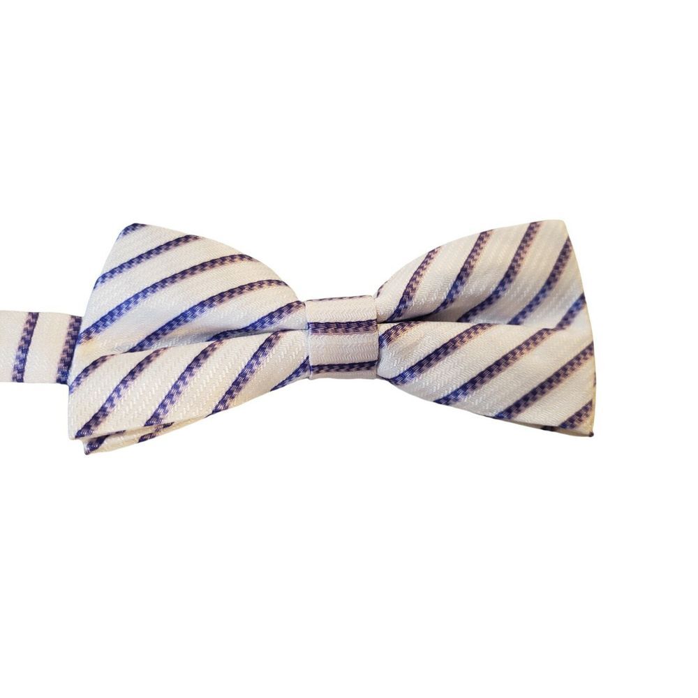 JON‎ VANDYK HOLLAND Mens Bow Tie White Purple New Handmade Sophisticated Preppy